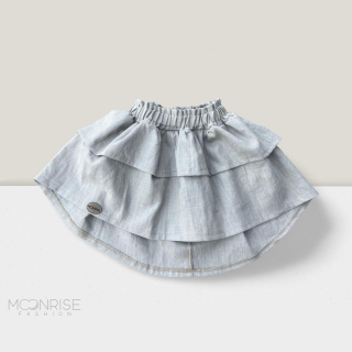 Detská ľanová sukňa - dvojvolán beige